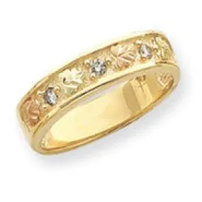 10k Tri-color Black Hills Gold Men's Diamond Wedding Band Ring