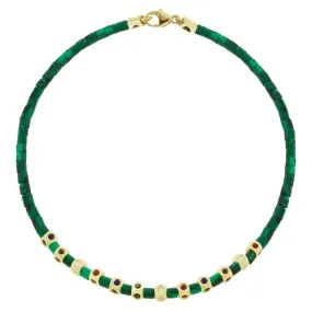 12 Mini Tetra Malachite Bracelet with Clasp