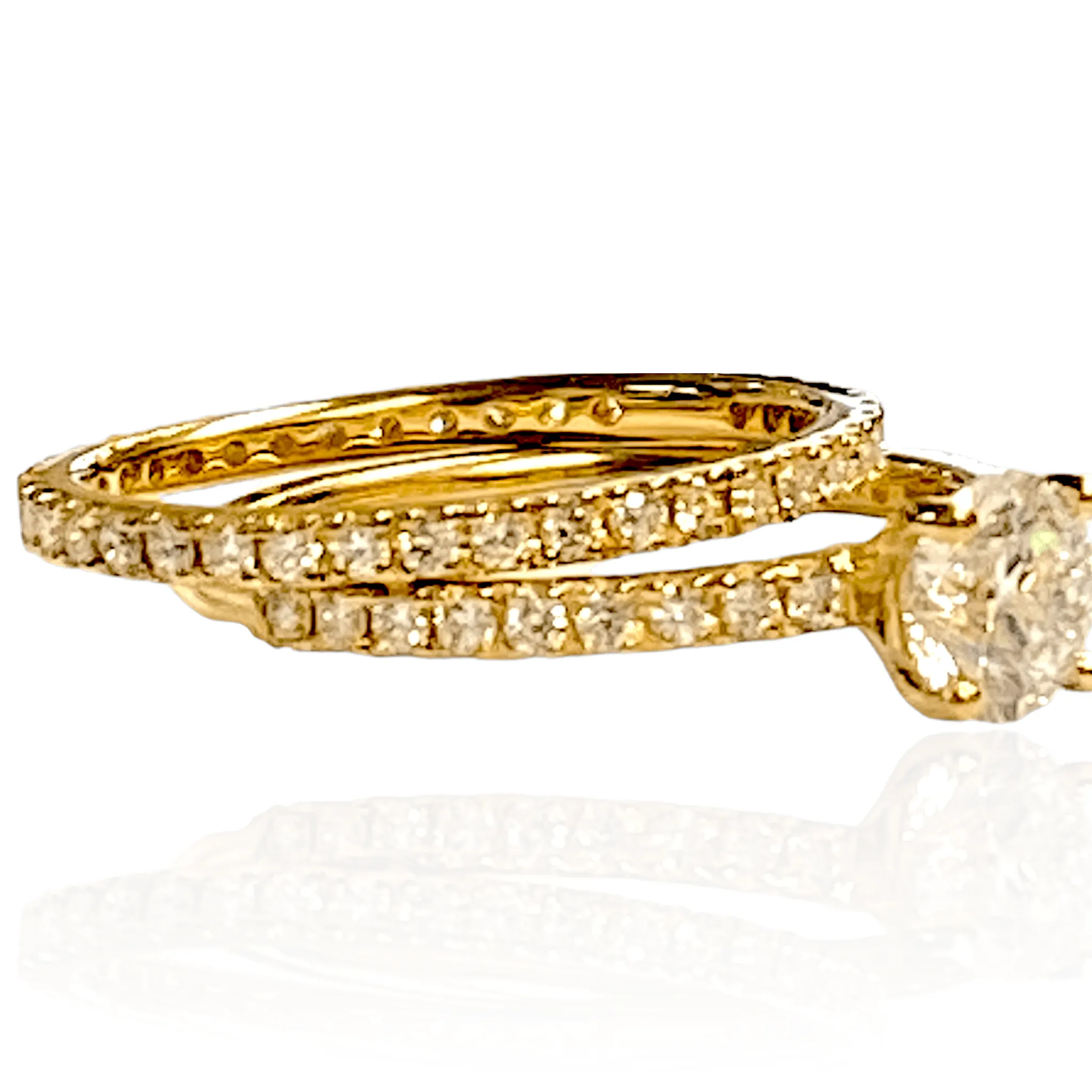 14K Yellow Gold 1.00 carat Diamond Bridal Set