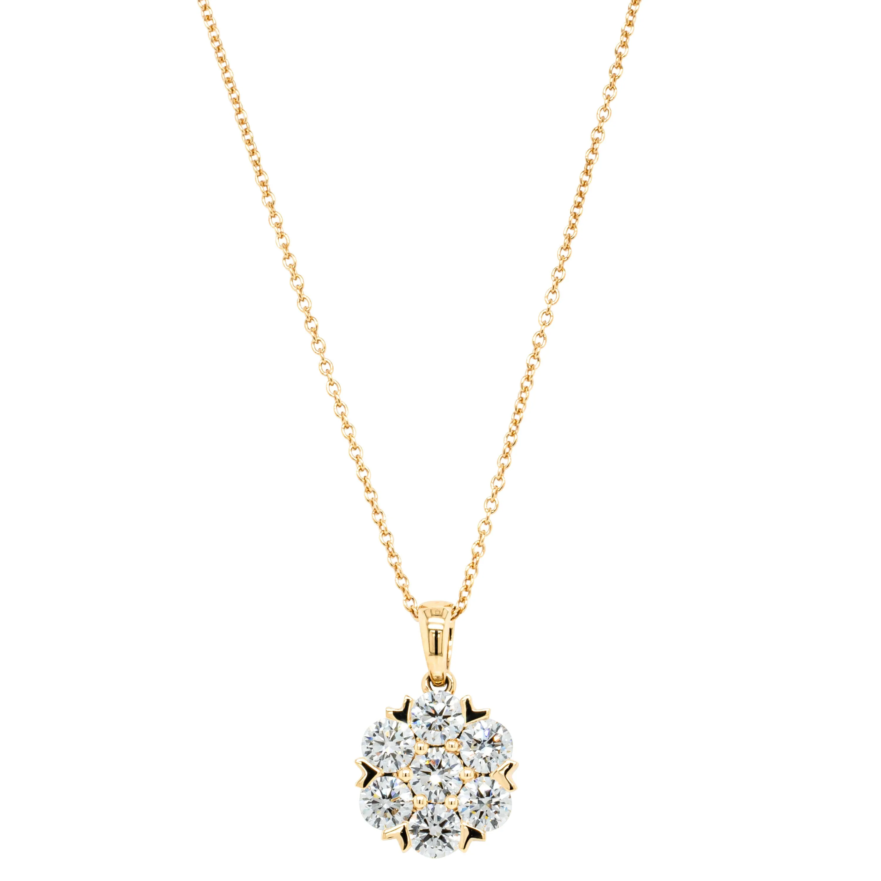 18ct Yellow Gold 2.01ct Diamond Lotus Pendant