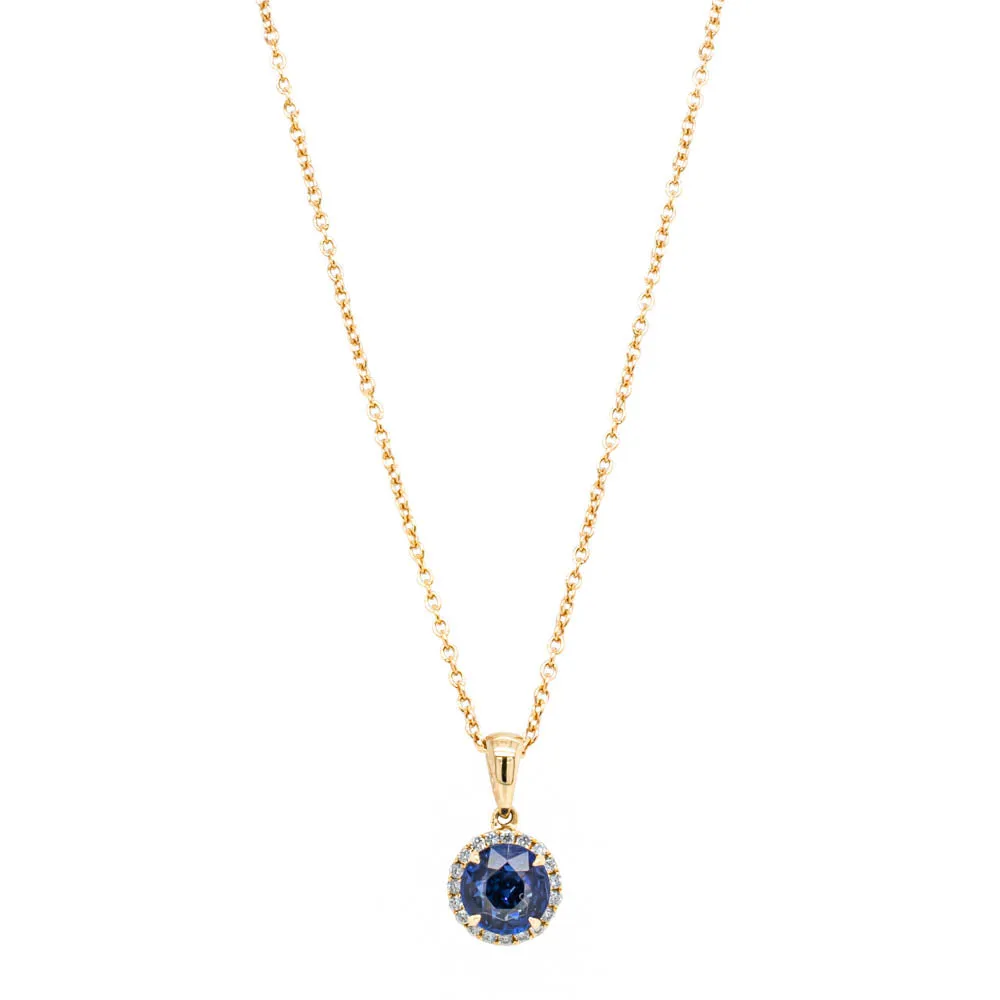 18ct Yellow Gold .88ct Sapphire & Diamond Pendant