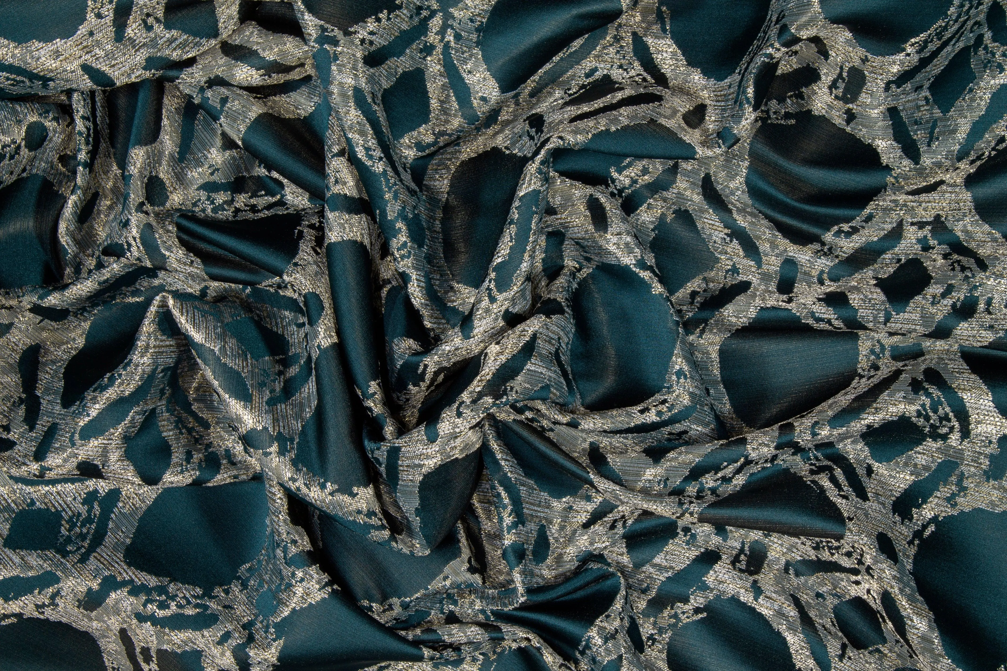 Abstract Blue Metallic Brocade