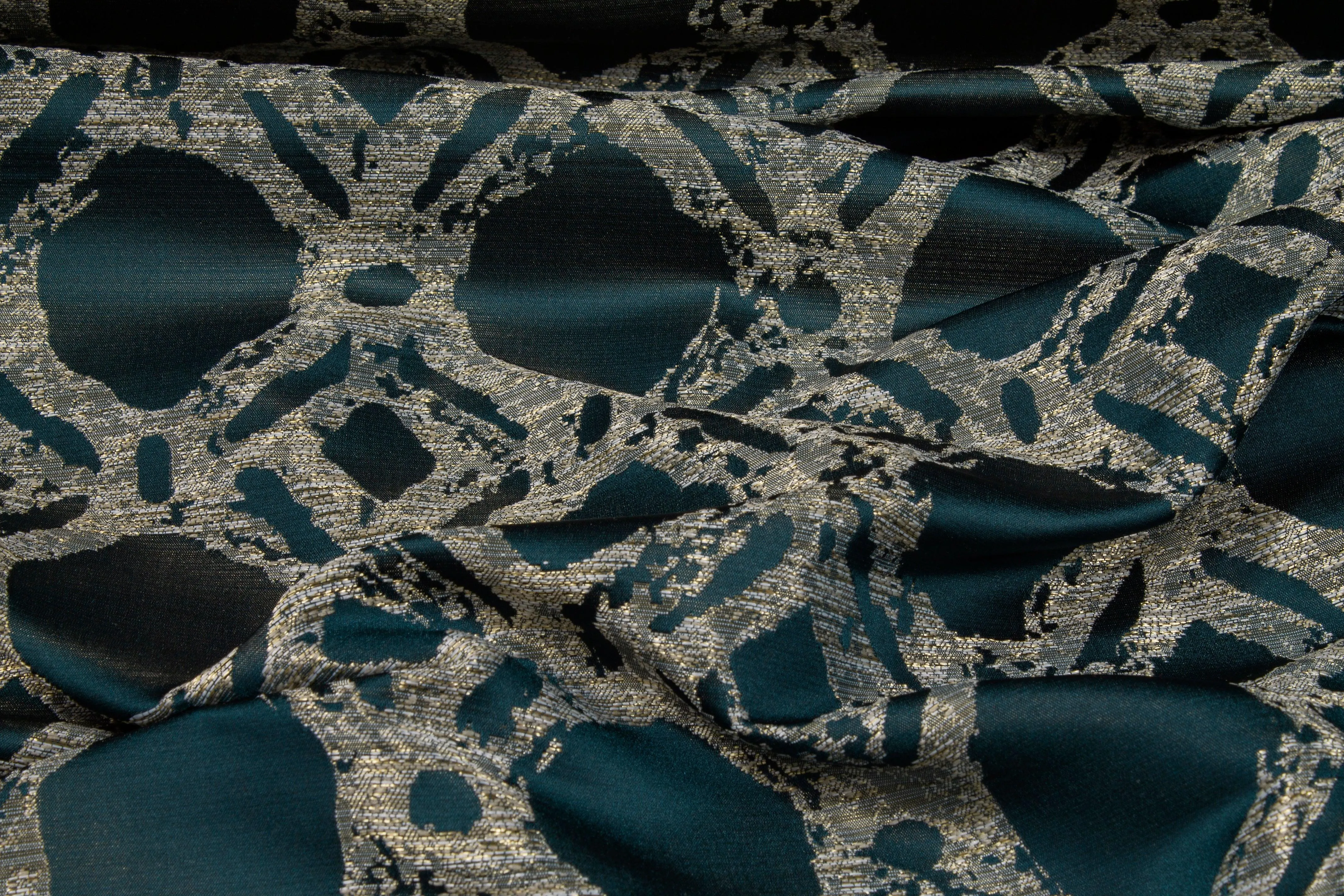 Abstract Blue Metallic Brocade