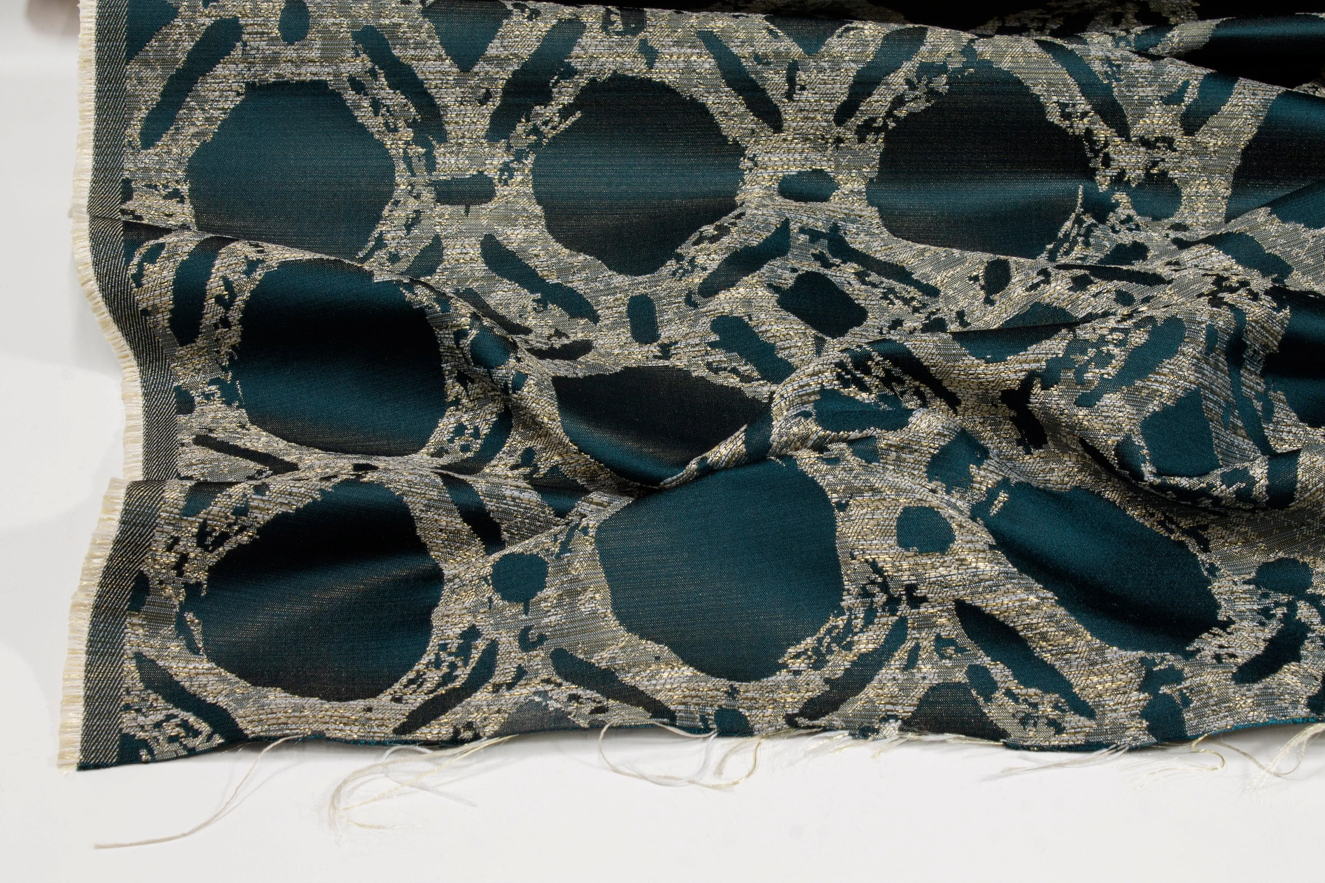 Abstract Blue Metallic Brocade