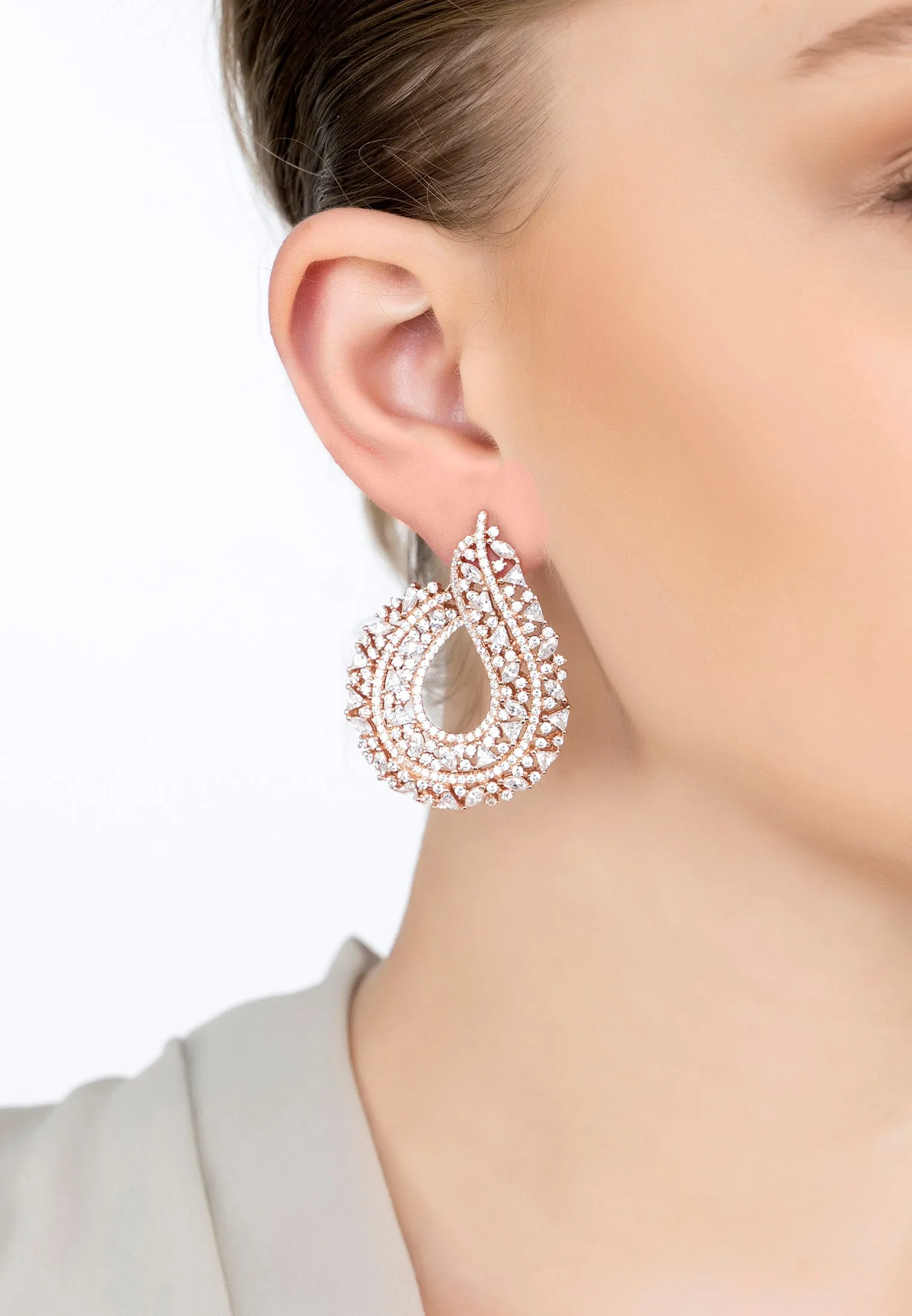 Adalinda Sweeping Hoop Earrings Rosegold