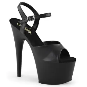 ADORE-709 Black Vegan Leather 7 Inch Heel Stripper Shoe