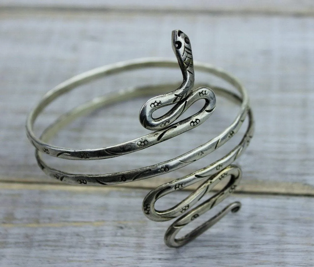 Amazing Adjustable Silver Snake Bracelet