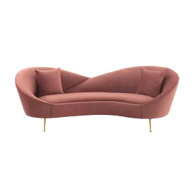 Anabella Blush Fabric Upholstered Sofa with Brushed Gold Legs