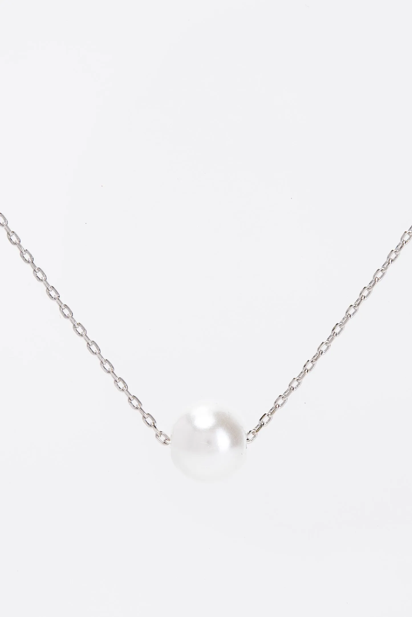 Annie Gold Dipped Floating Pearl Pendant Necklace - Silver