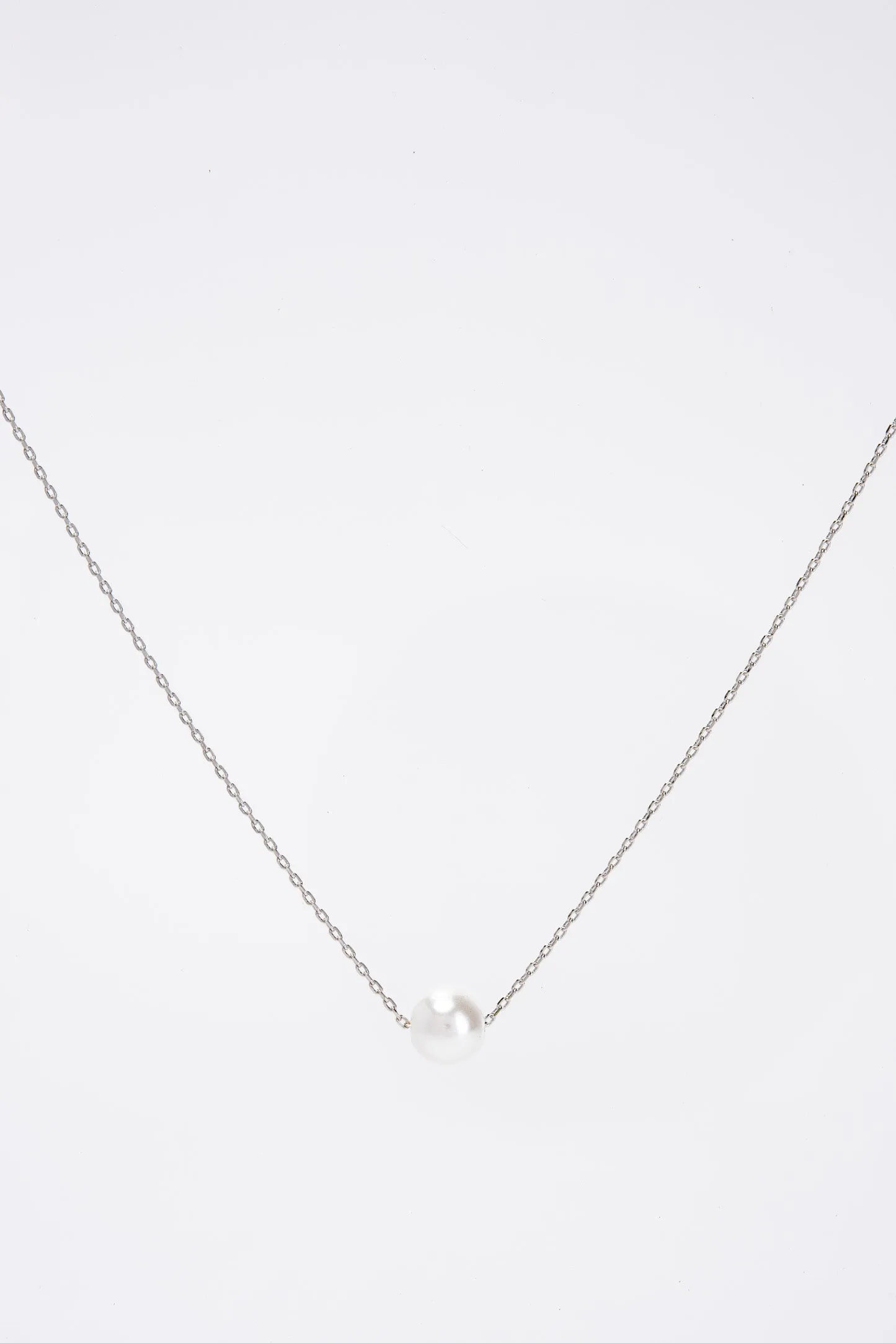 Annie Gold Dipped Floating Pearl Pendant Necklace - Silver