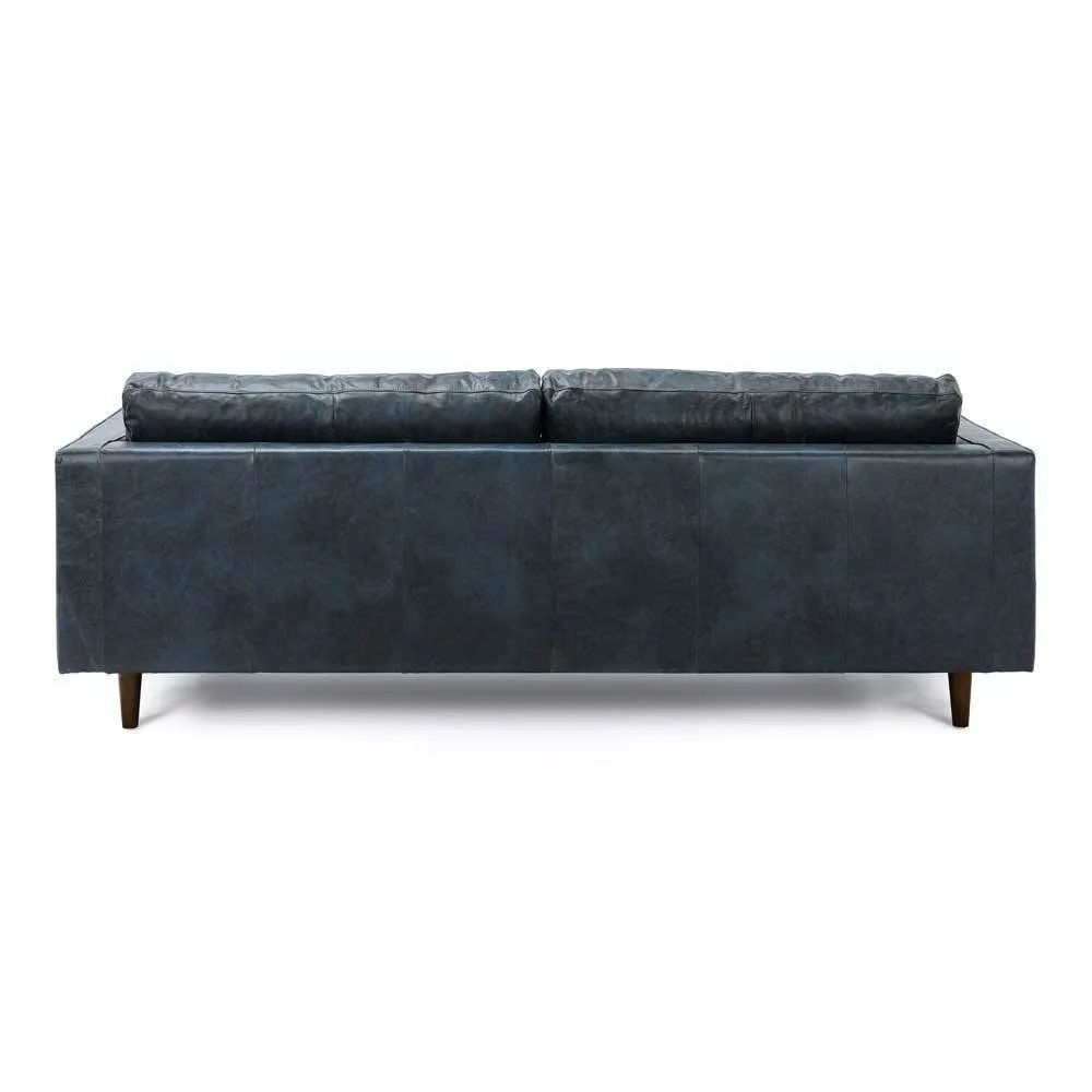 Ashla Blue Faux Leather Sofa