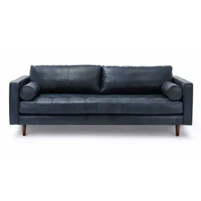 Ashla Blue Faux Leather Sofa