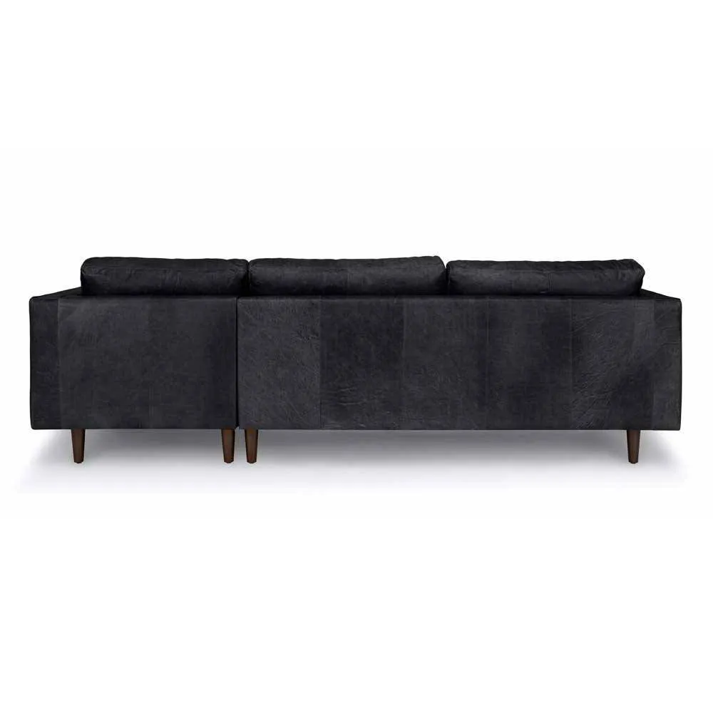 Ashla L-Shape Black Faux Leather Sofa