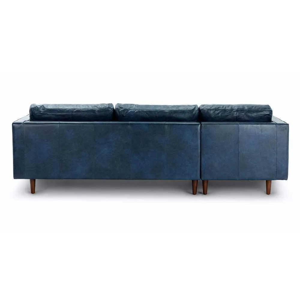 Ashla L-Shape Blue Faux Leather Sofa