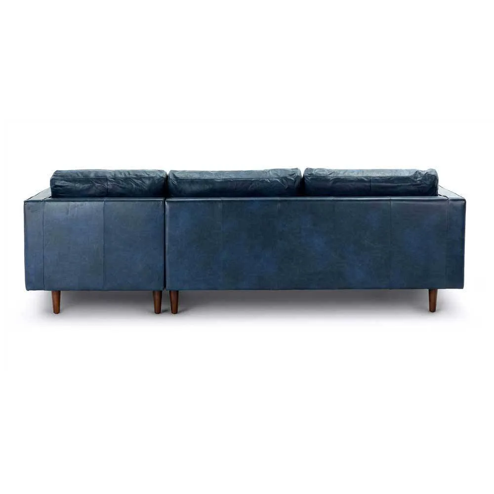 Ashla L-Shape Blue Faux Leather Sofa