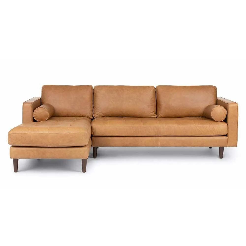 Ashla L-Shape Light Brown Faux Leather Sofa