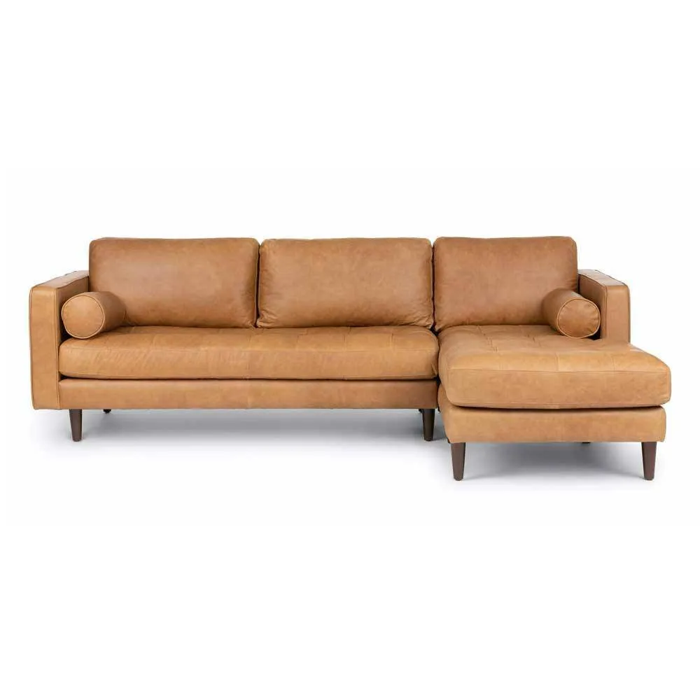 Ashla L-Shape Light Brown Faux Leather Sofa