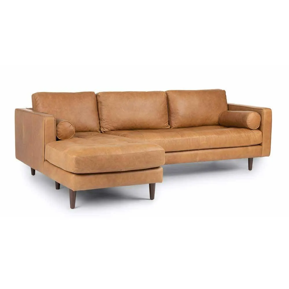 Ashla L-Shape Light Brown Faux Leather Sofa