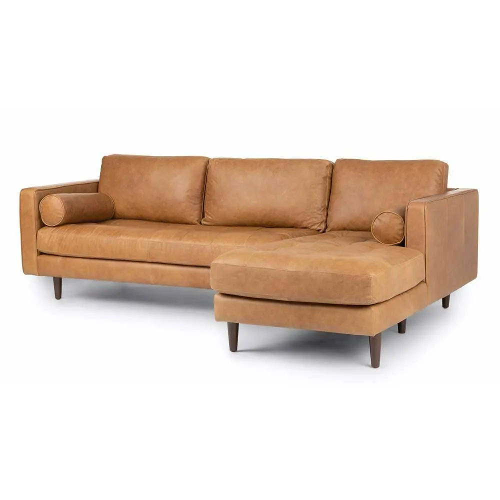 Ashla L-Shape Light Brown Faux Leather Sofa