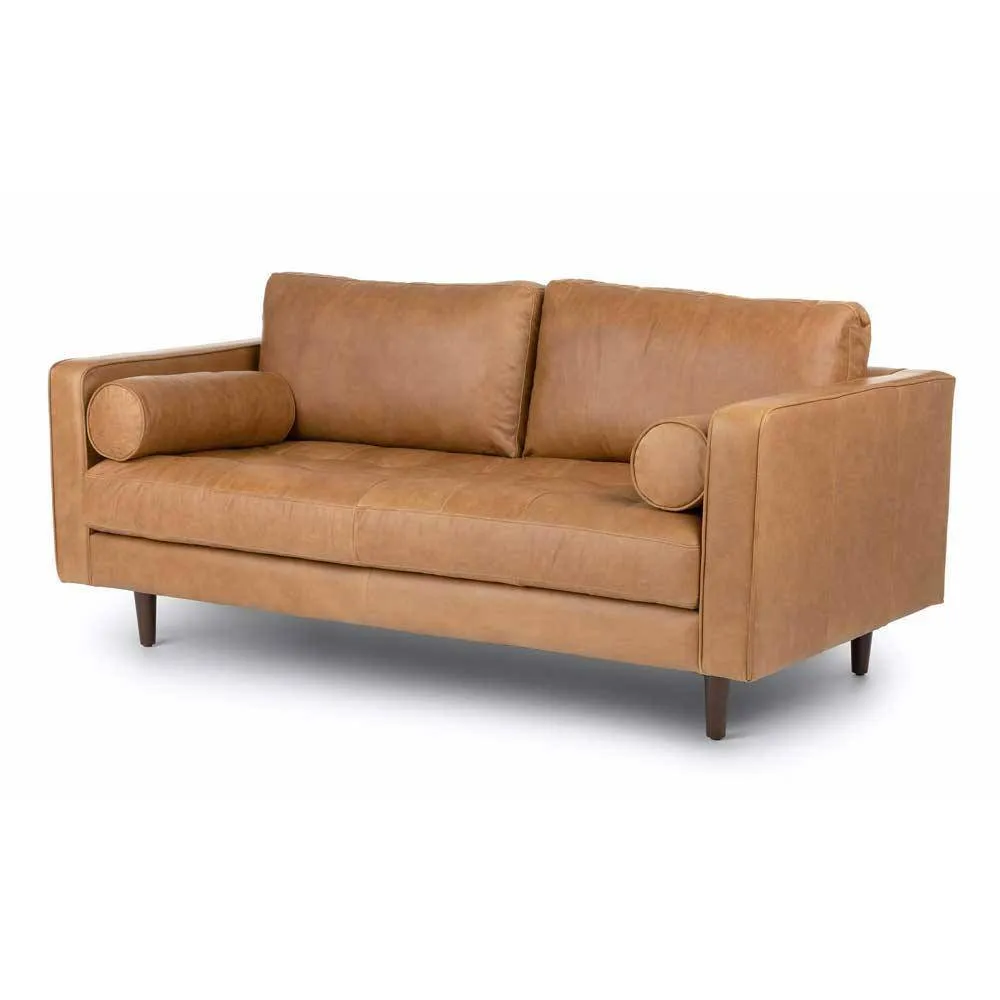 Ashla Light Brown Faux Leather Sofa