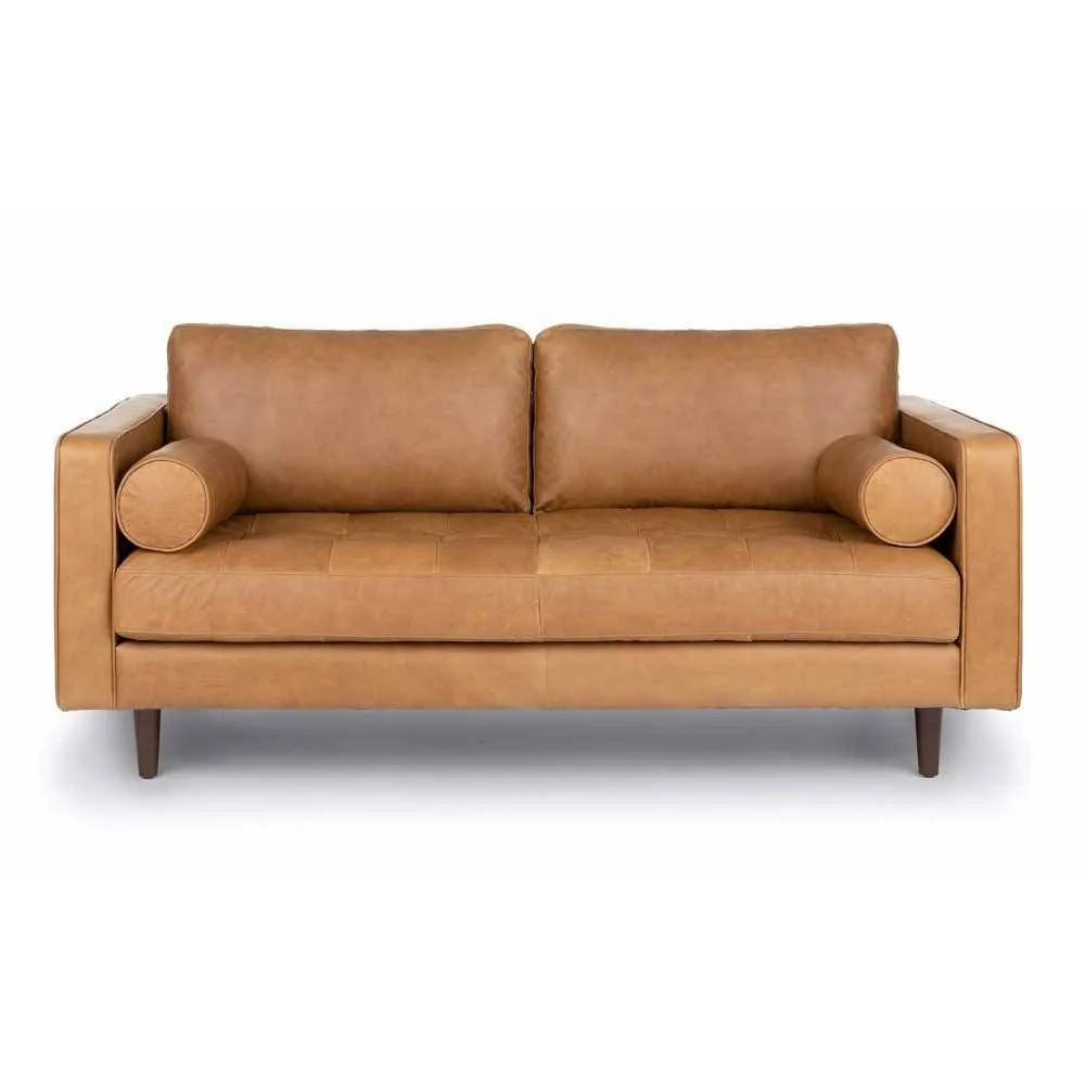 Ashla Light Brown Faux Leather Sofa