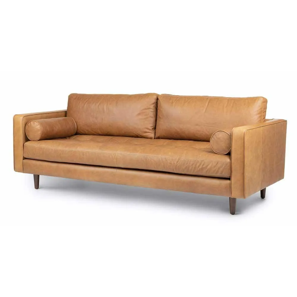 Ashla Light Brown Faux Leather Sofa