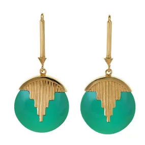 AURORA PENDULUM EARRINGS GREEN ONYX - GOLD