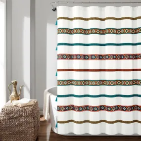 Ava Boho Stripe Tassel Yarn Dyed Recycled Cotton Shower Curtain