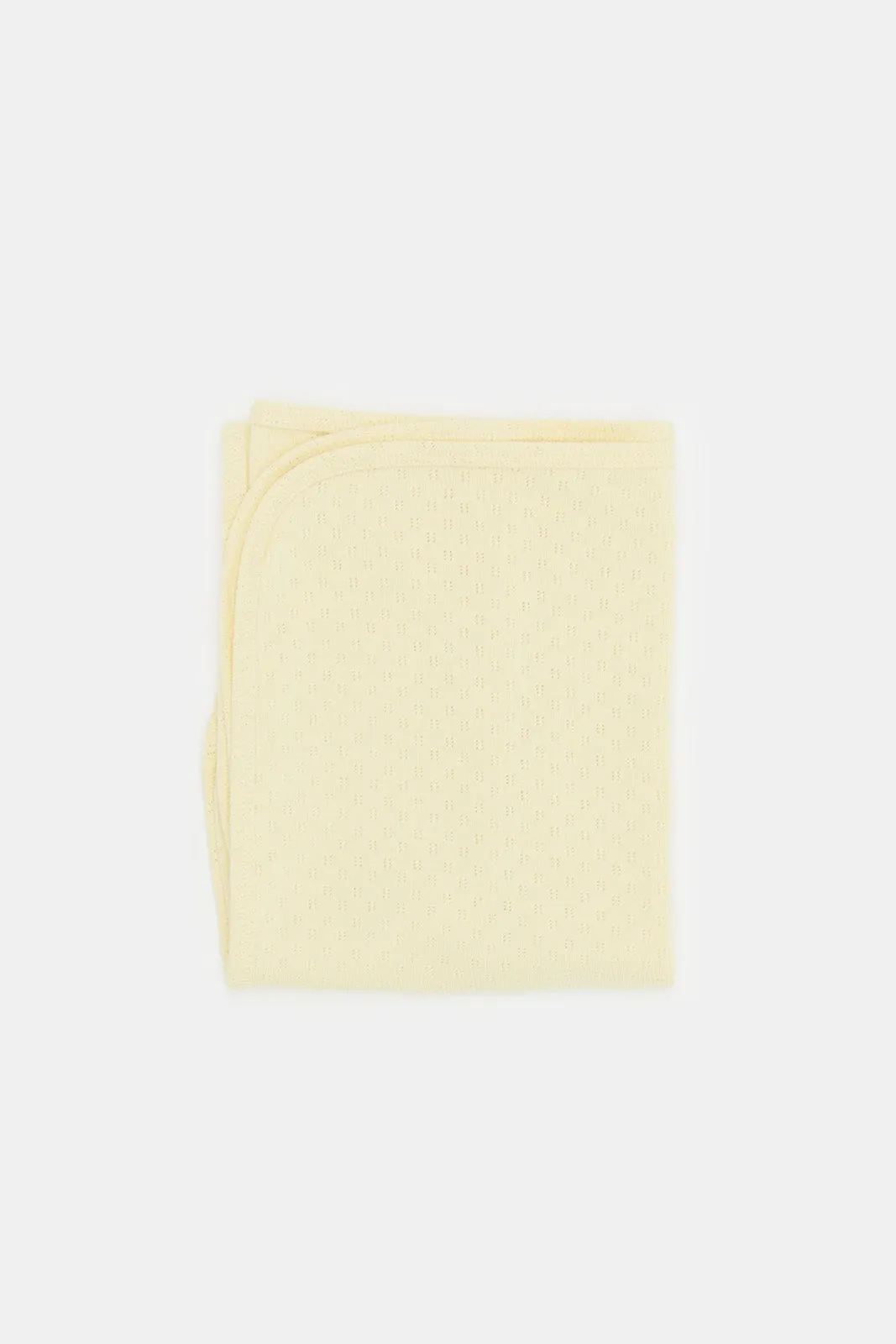 Babies Yellow Knit Blanket With Satin Trim