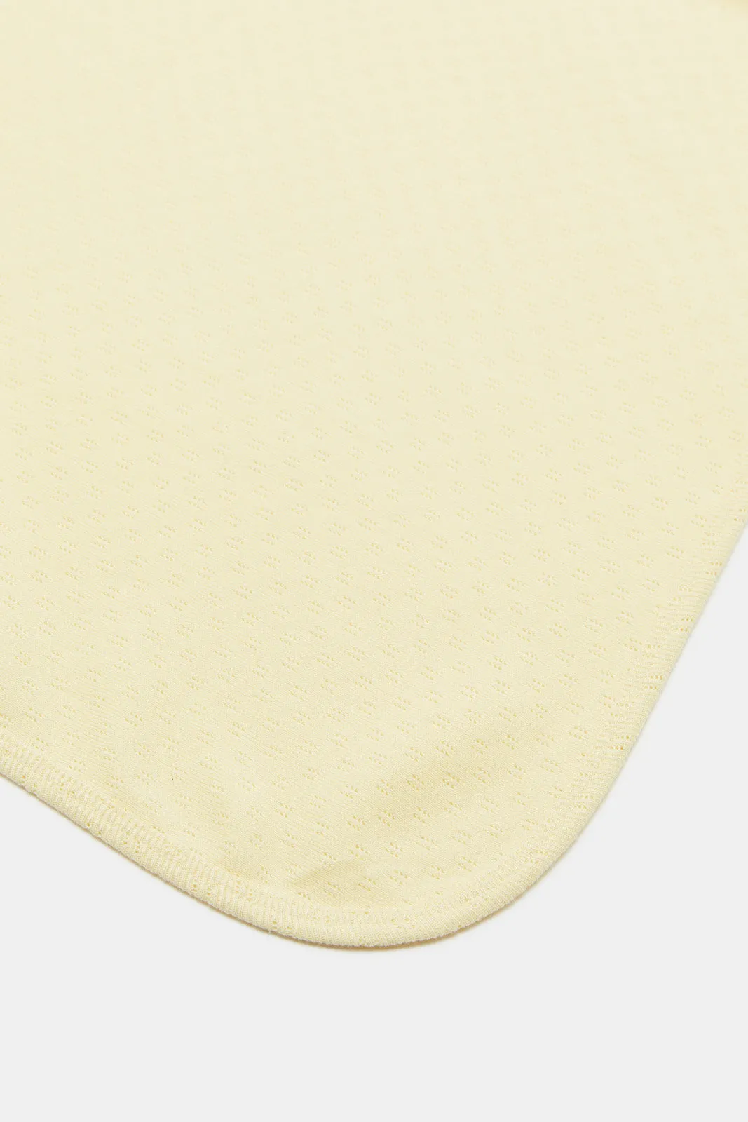 Babies Yellow Knit Blanket With Satin Trim