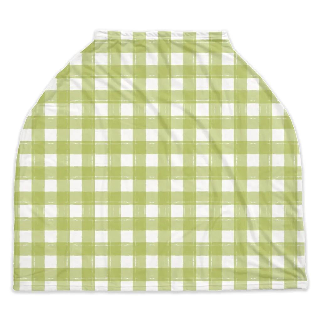 Baby Car Seat Cover - Gingham Green