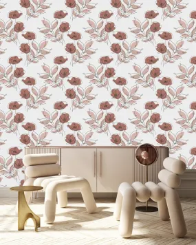 Beige Floral Pattern Wallpaper