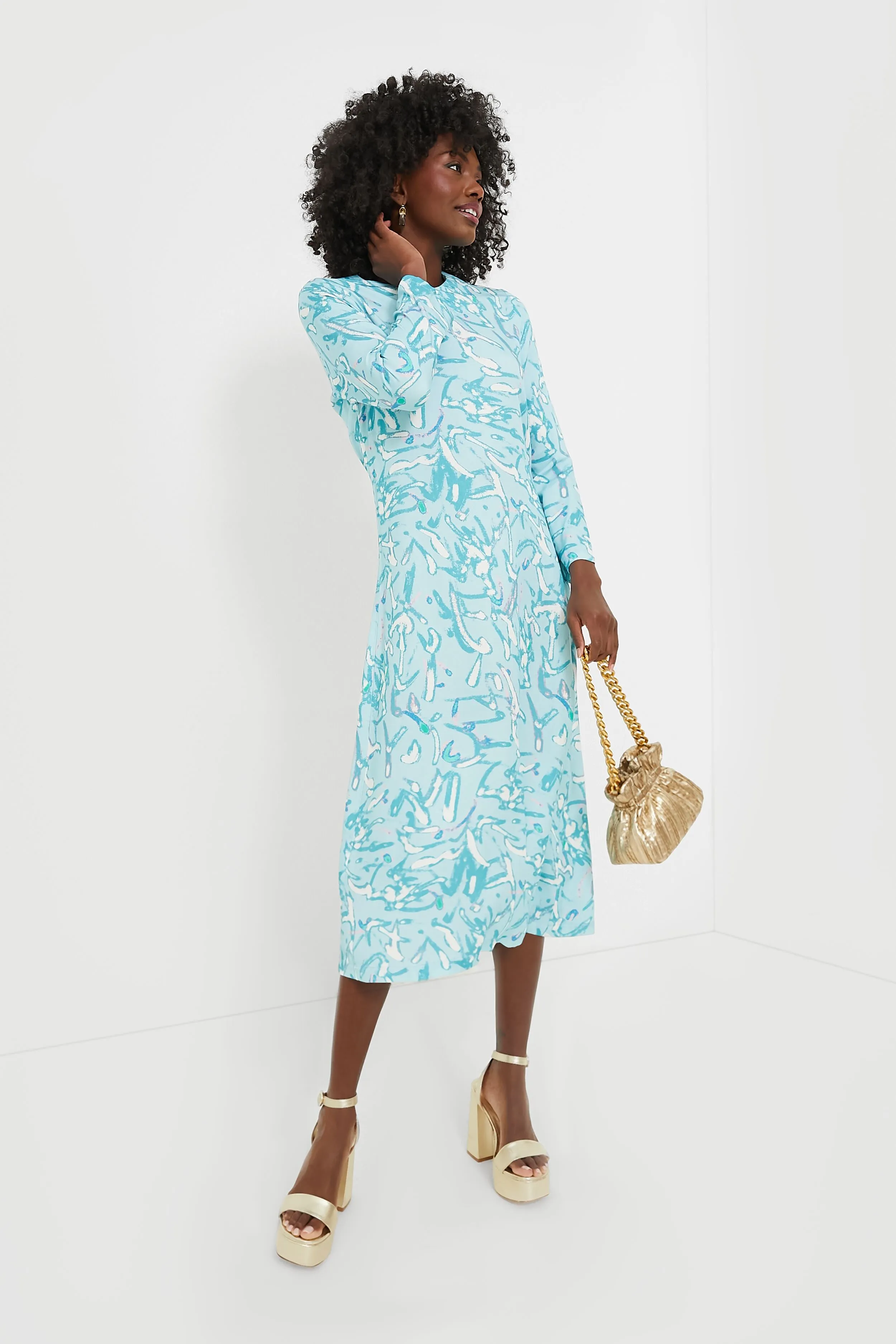 Blue Abstract Hattie Midi Dress