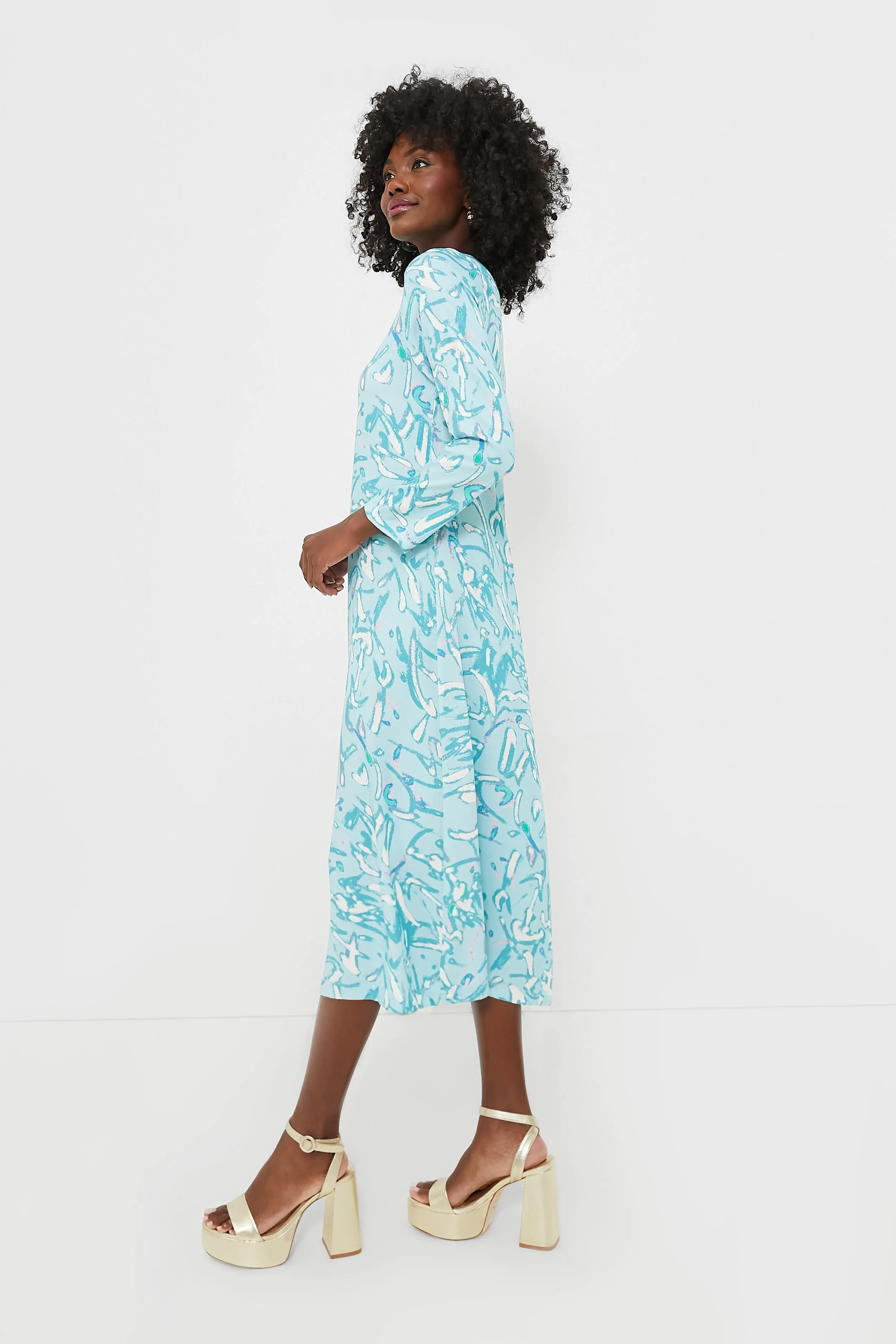 Blue Abstract Hattie Midi Dress