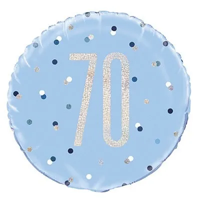 Blue and Silver Prismatic 70th Birthday Foil Balloon (18 Inch)