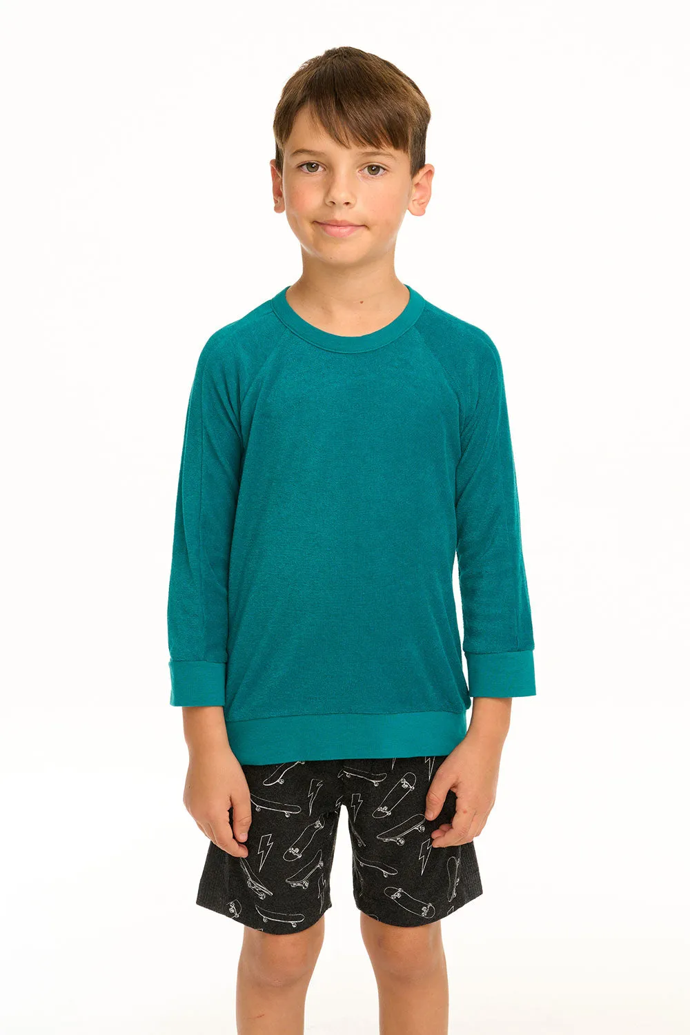 Boy's Lake Green Raglan Pullover