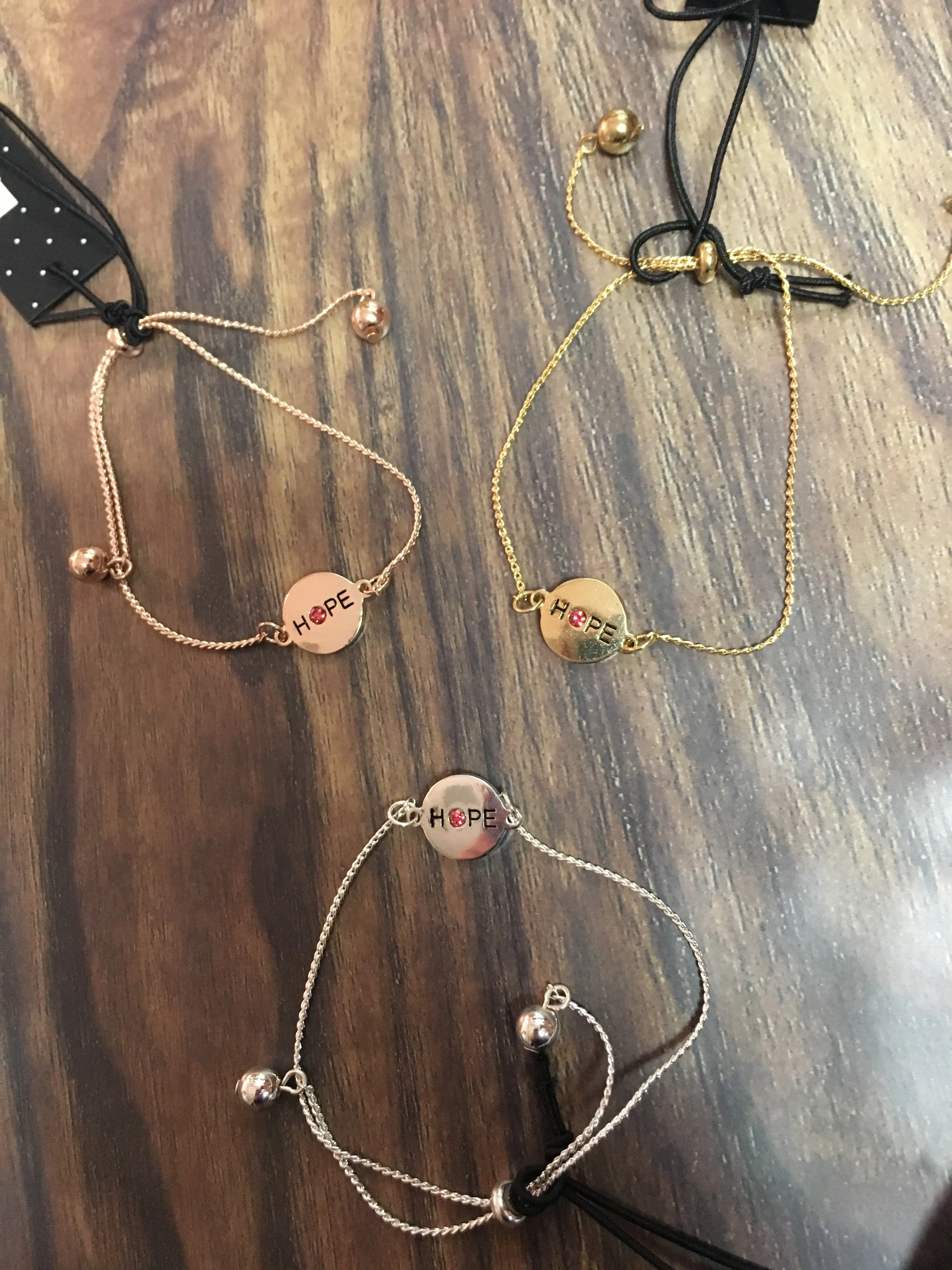 Breast Cancer Assorted Adjustable Bracelet- (gold,silver,rose gold)