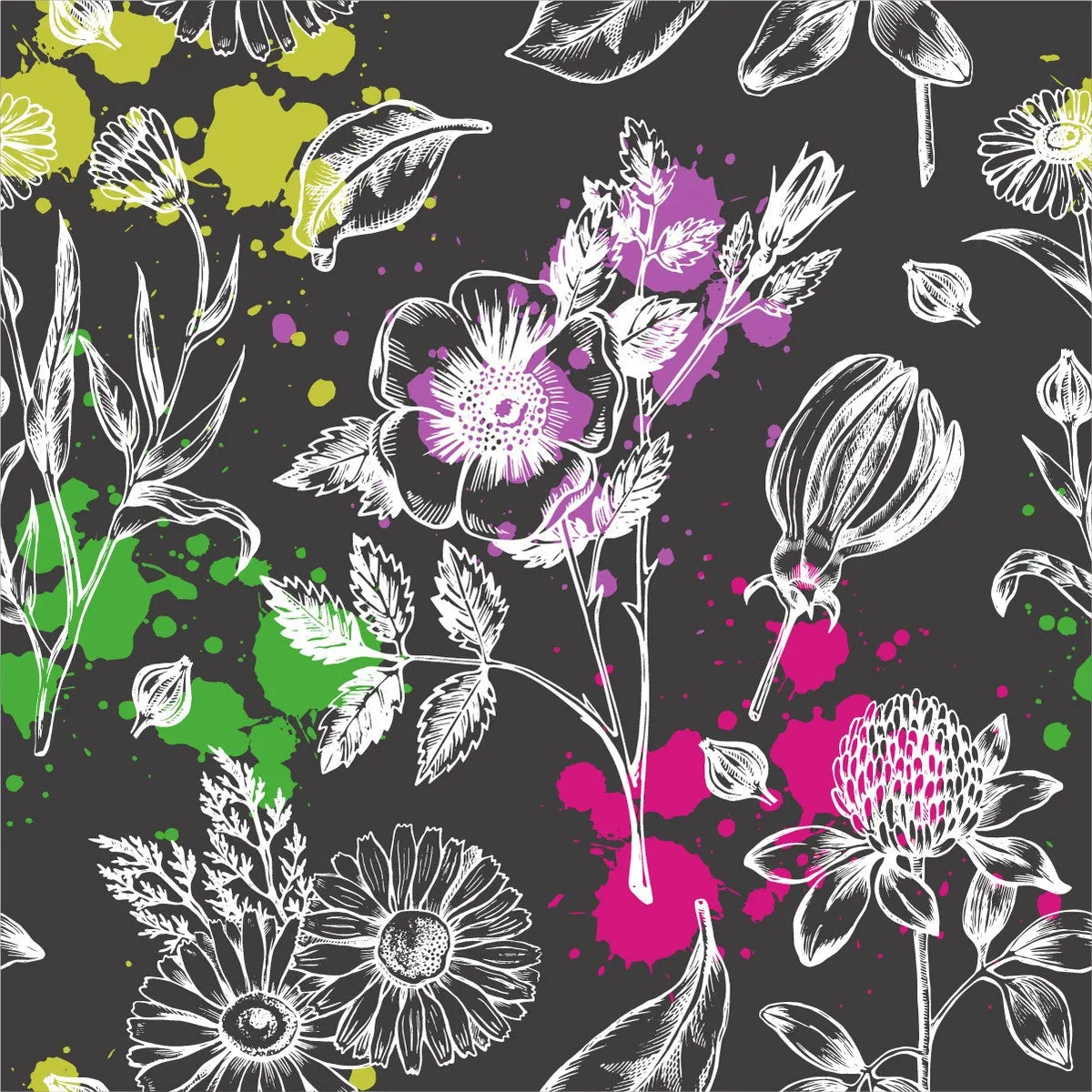 Brightly Blobs on Floral Wallpaper