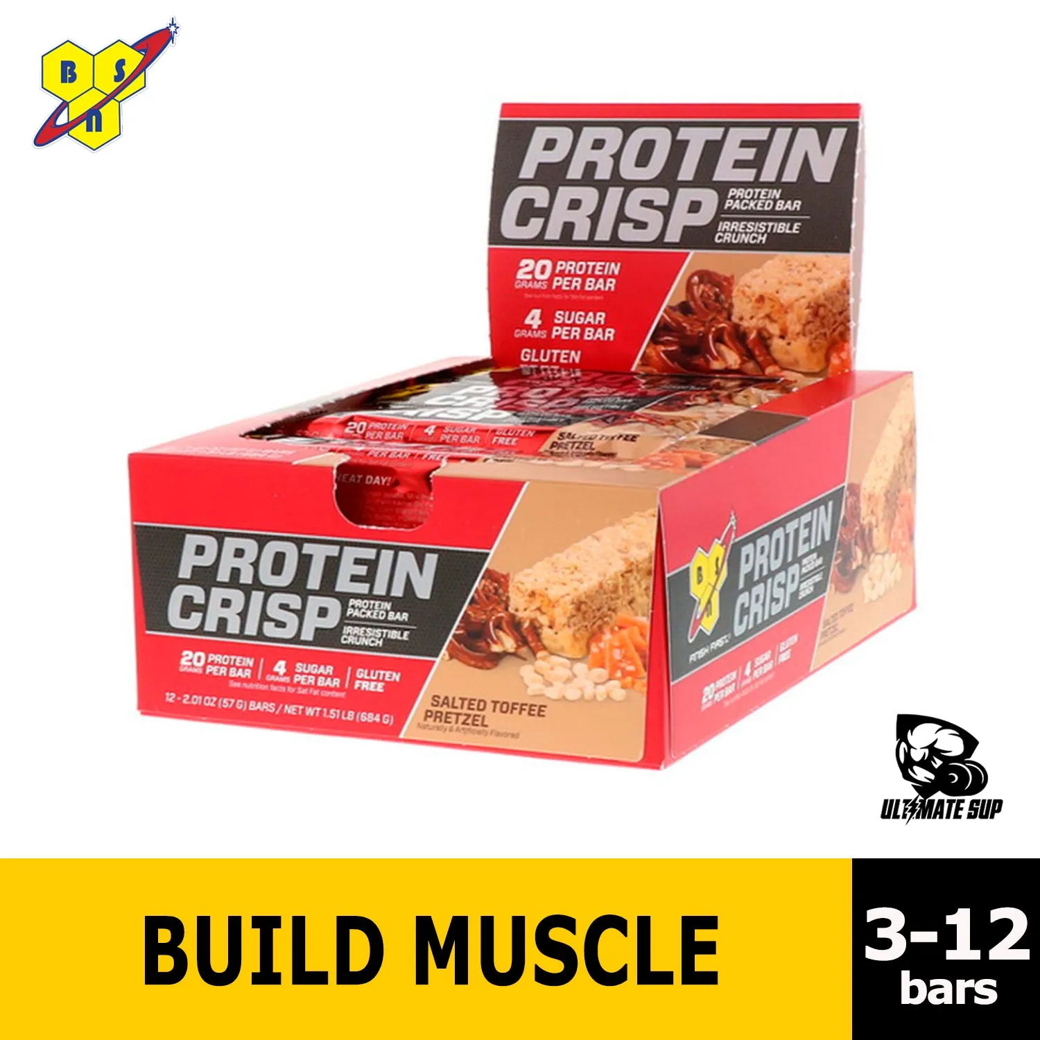 BSN, Protein Crisp, 12 Bars, 57g