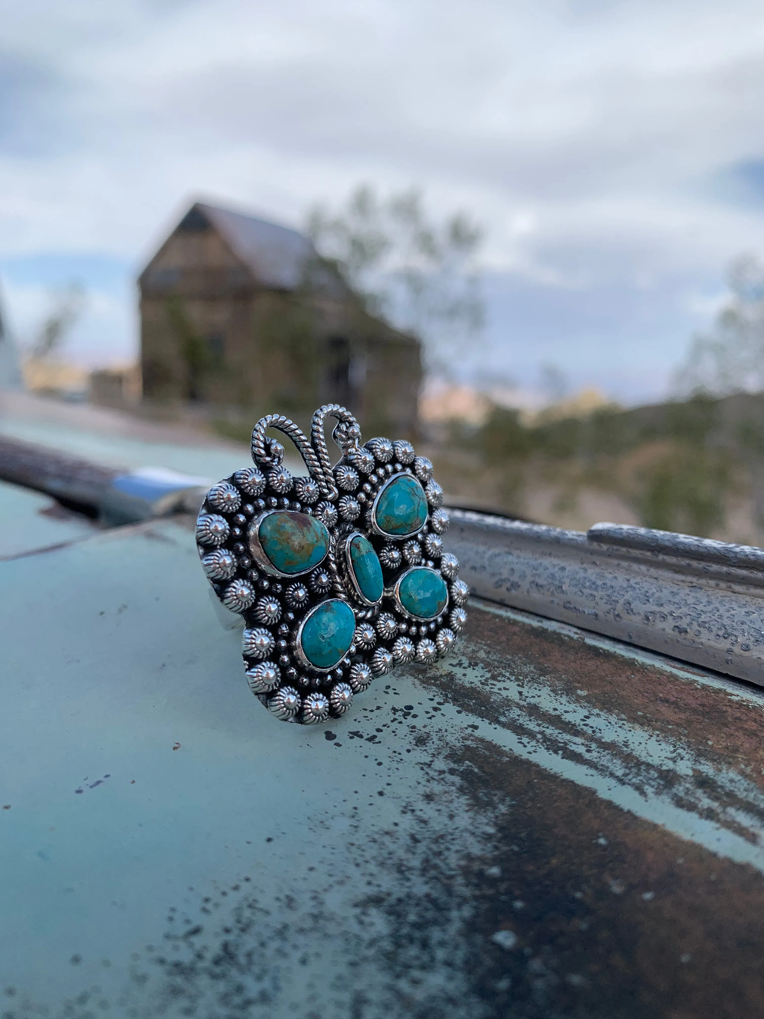 Butterfly of Turquoise Adjustable ring