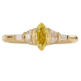 Callisto OOAK Fancy Yellow Marquise Diamond Ring