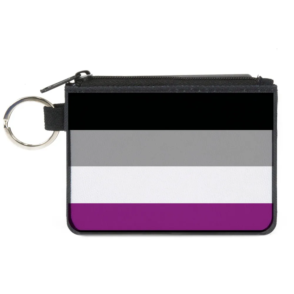 Canvas Zipper Wallet - MINI X-SMALL - Flag Asexual Black Gray White Purple by Buckle-Down