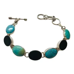 Charles Albert Silver - Turquoise & Onyx Bracelet