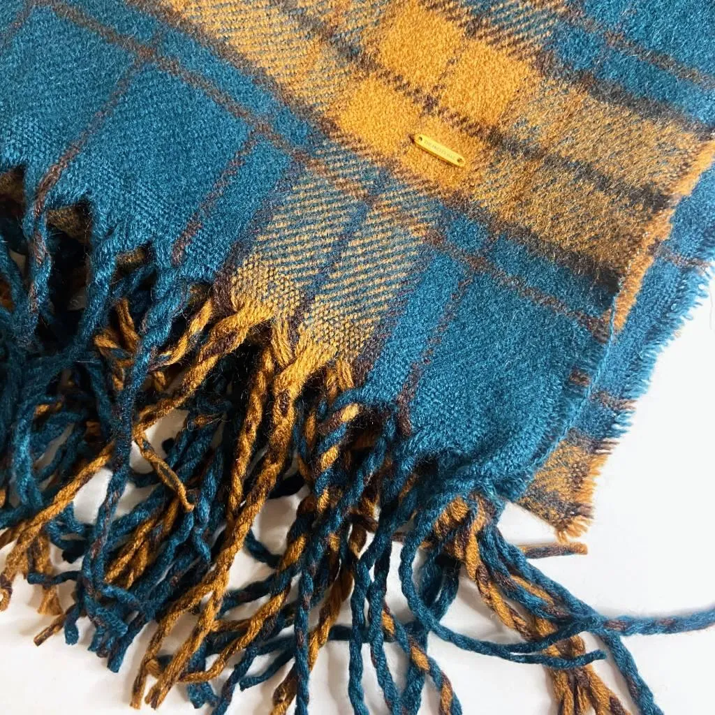 Chelsea Oversized Plaid Scarf - Teal & Rust