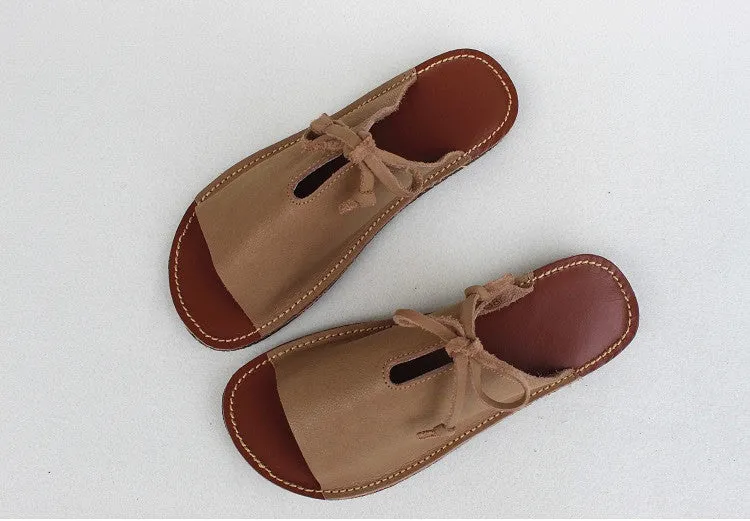 Comfortable Soft Leather Retro Slippers 35-41