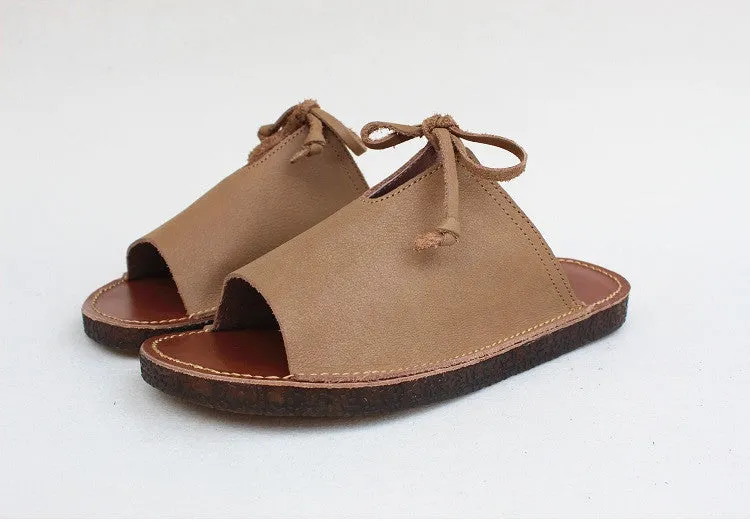 Comfortable Soft Leather Retro Slippers 35-41