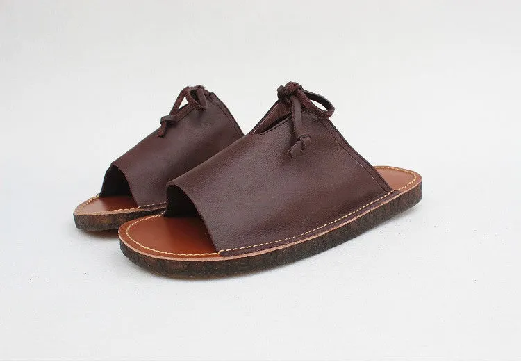 Comfortable Soft Leather Retro Slippers 35-41