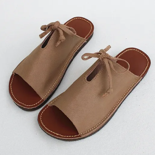 Comfortable Soft Leather Retro Slippers 35-41