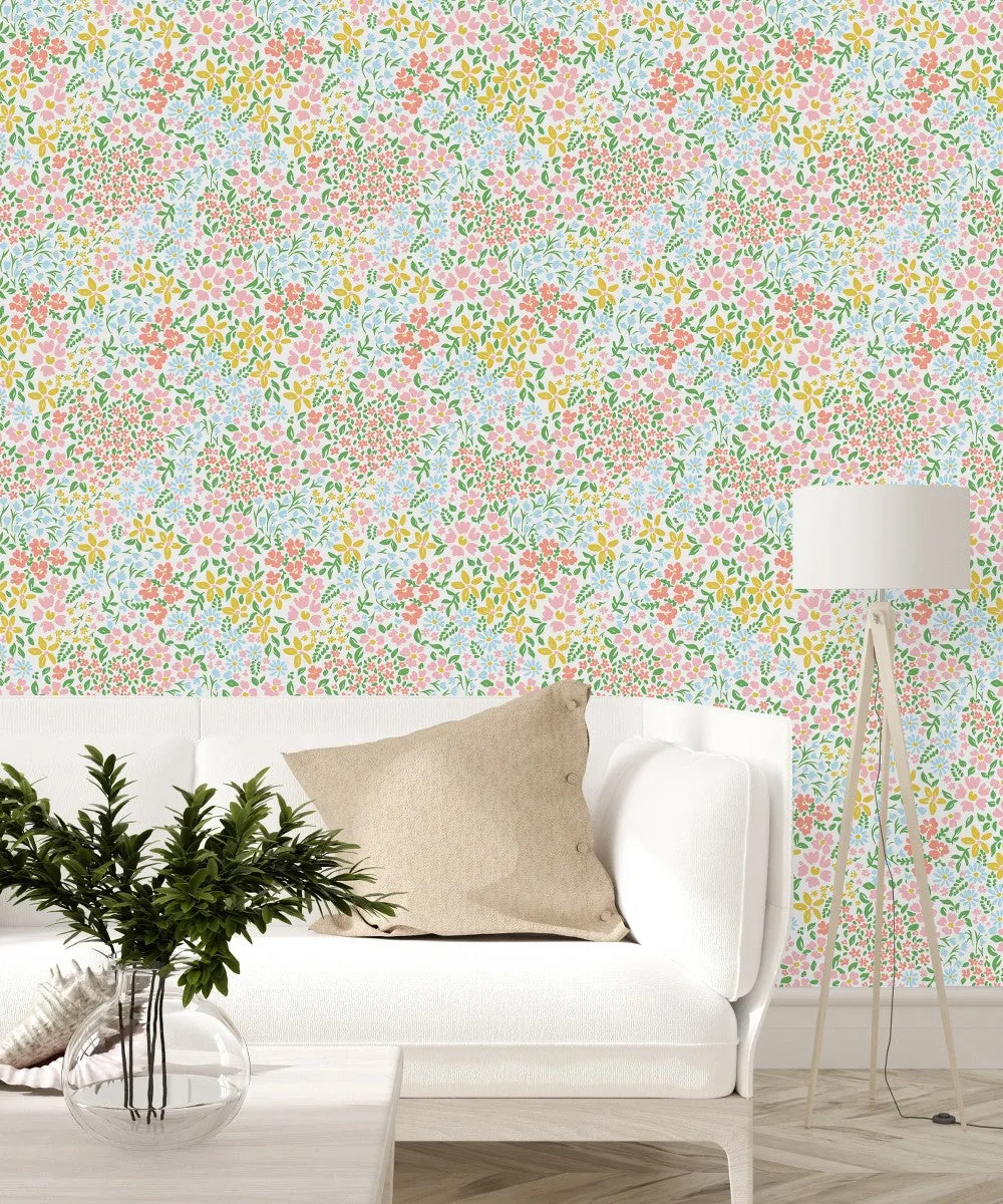 Contemporary Spring Little Flowers Wallpaper Fashionable High-Quality