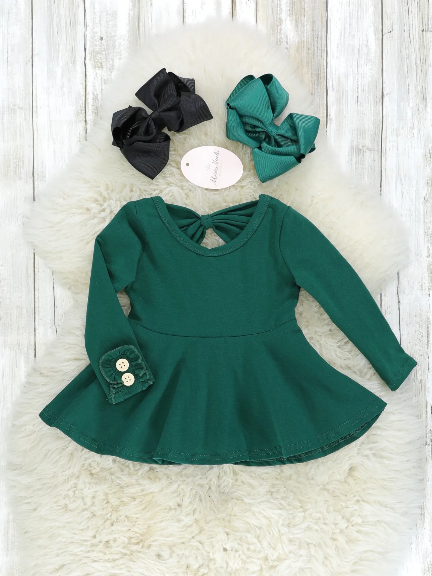 Cotton Bow Back Button Ruffle Sleeve Peplum Top - Bright Colors